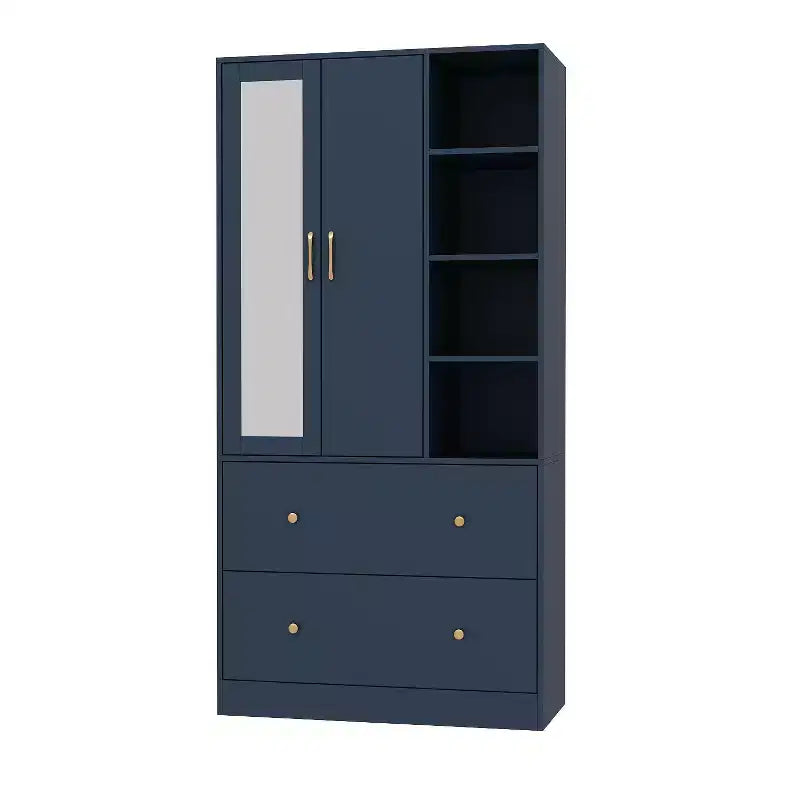 2-Door Armoire with Mirror, Hanging Rod and 2 Drawers