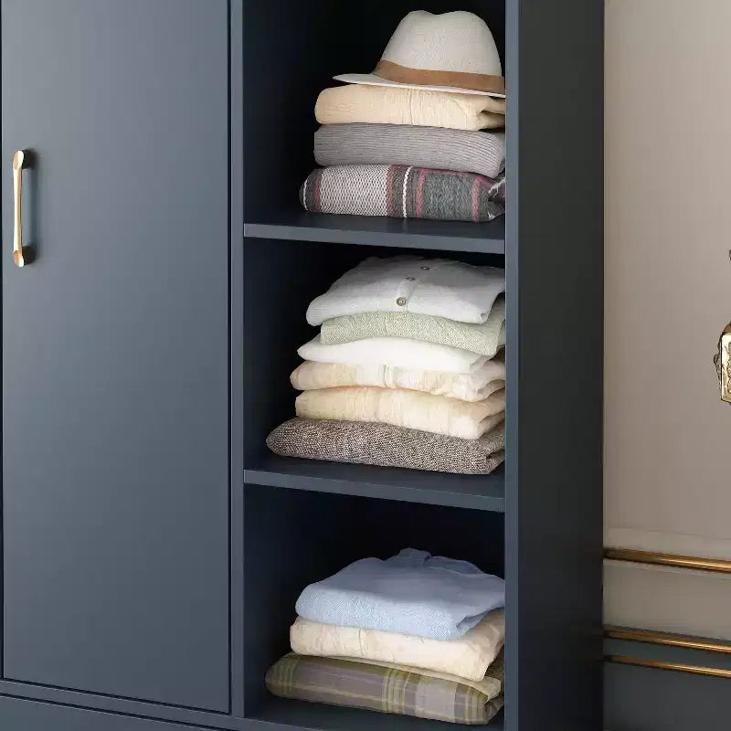 2-Door Armoire with Mirror, Hanging Rod and 2 Drawers