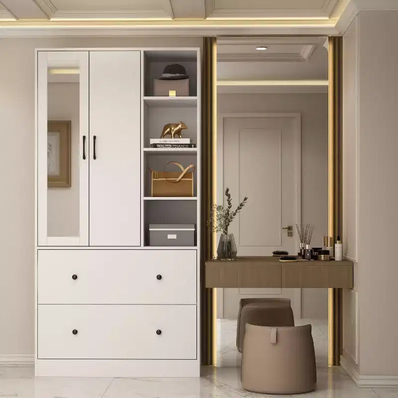 2-Door Armoire with Mirror, Hanging Rod and 2 Drawers