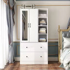 2-Door Armoire with Mirror, Hanging Rod and 2 Drawers