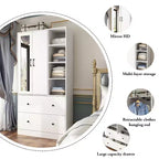 2-Door Armoire with Mirror, Hanging Rod and 2 Drawers