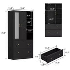 2-Door Armoire with Mirror, Hanging Rod and 2 Drawers
