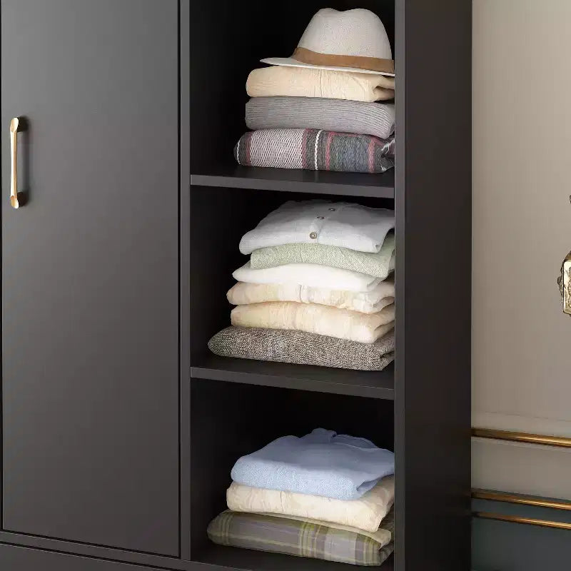2-Door Armoire with Mirror, Hanging Rod and 2 Drawers