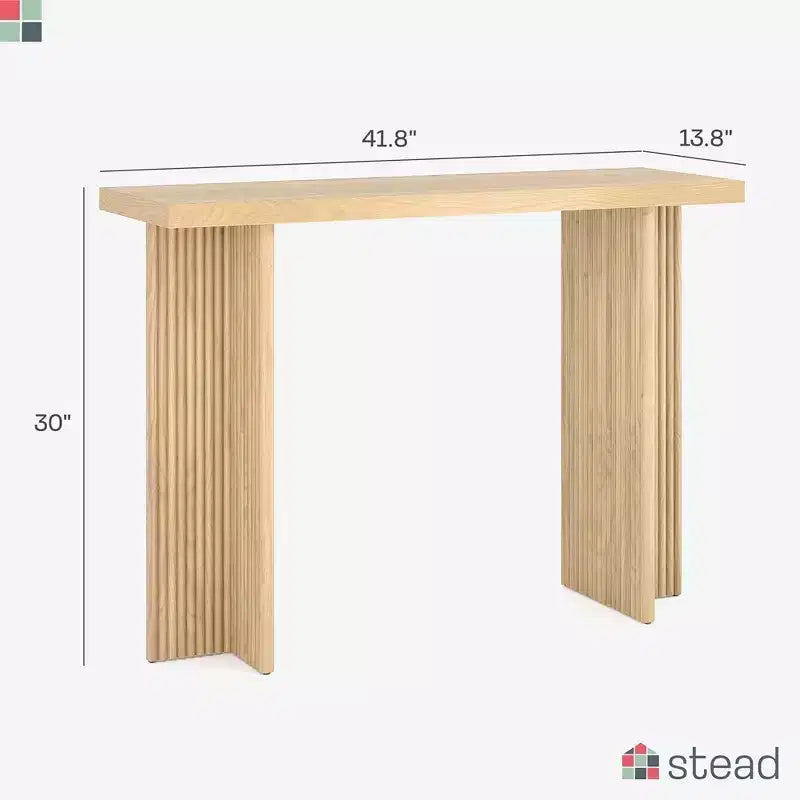 Fluted Console Table - Small Entryway Table for Narrow Spaces - Solid Wood Frame