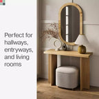 Fluted Console Table - Small Entryway Table for Narrow Spaces - Solid Wood Frame