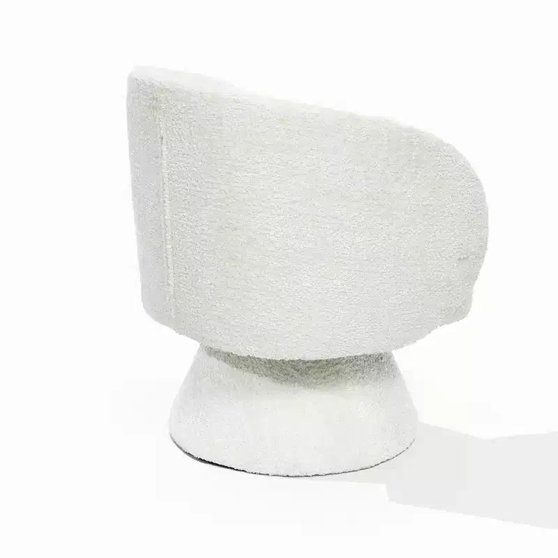 Upholstered Cream Club Swivel Chair with Wood Base