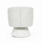 Upholstered Cream Club Swivel Chair with Wood Base