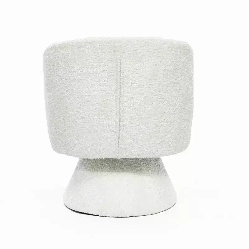Upholstered Cream Club Swivel Chair with Wood Base