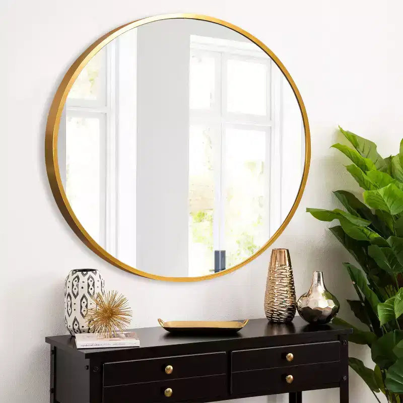 Round Metal Framed Decorative Wall Mirror