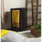 Natural Brown Rattan Laundry Hamper with Lid and Removable Liner