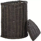 Natural Brown Rattan Laundry Hamper with Lid and Removable Liner