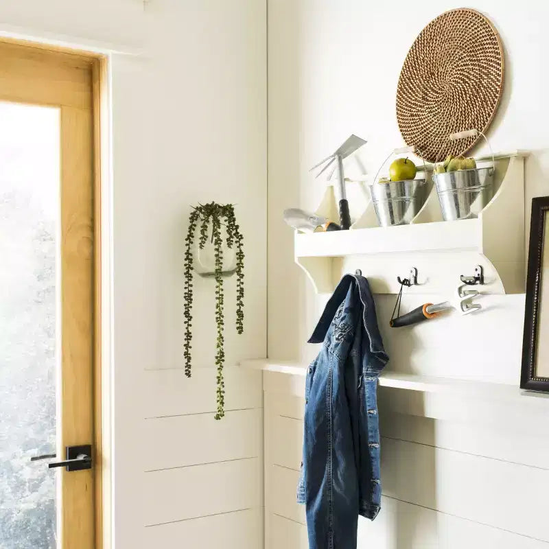 Hanging Storage Wall Rack with Hooks and Shelves