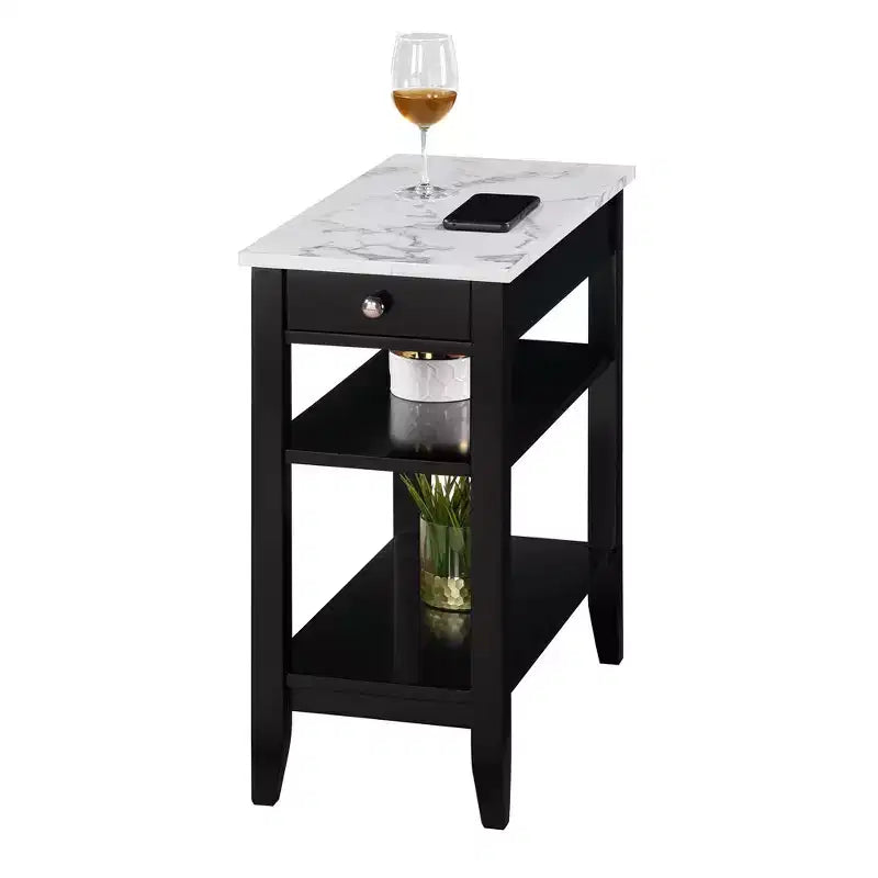 1 Drawer Chairside End Table with Shelves