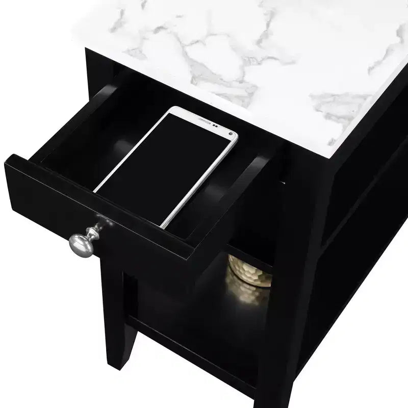 1 Drawer Chairside End Table with Shelves