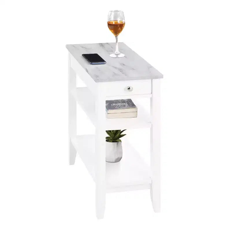 1 Drawer Chairside End Table with Shelves