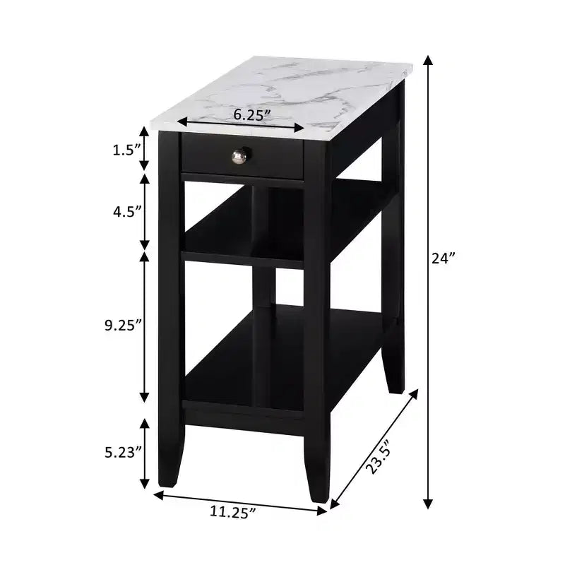 1 Drawer Chairside End Table with Shelves