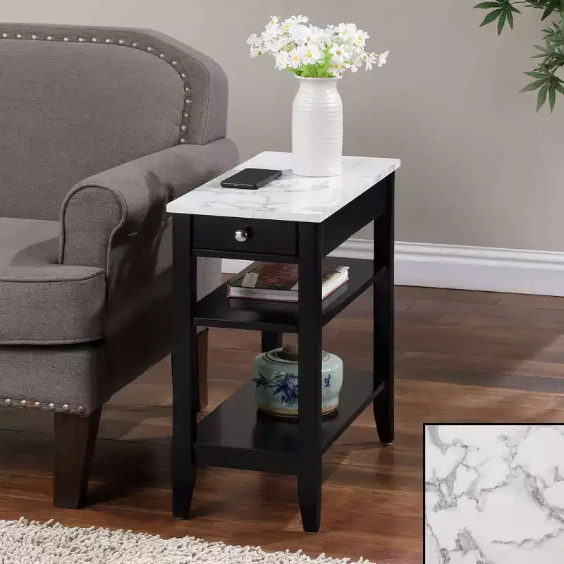1 Drawer Chairside End Table with Shelves