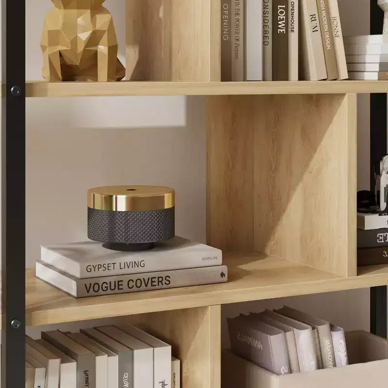5-Tier Bookshelf with Storage Cabinet and Door, 71.1 Inch Tall, Metal Frame