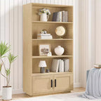 5-Tier Bookshelf with Storage Cabinet and Door, 71.1 Inch Tall, Metal Frame