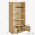 5-Tier Bookshelf with Storage Cabinet and Door, 71.1 Inch Tall, Metal Frame