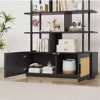 5-Tier Bookshelf with Storage Cabinet and Door, 71.1 Inch Tall, Metal Frame