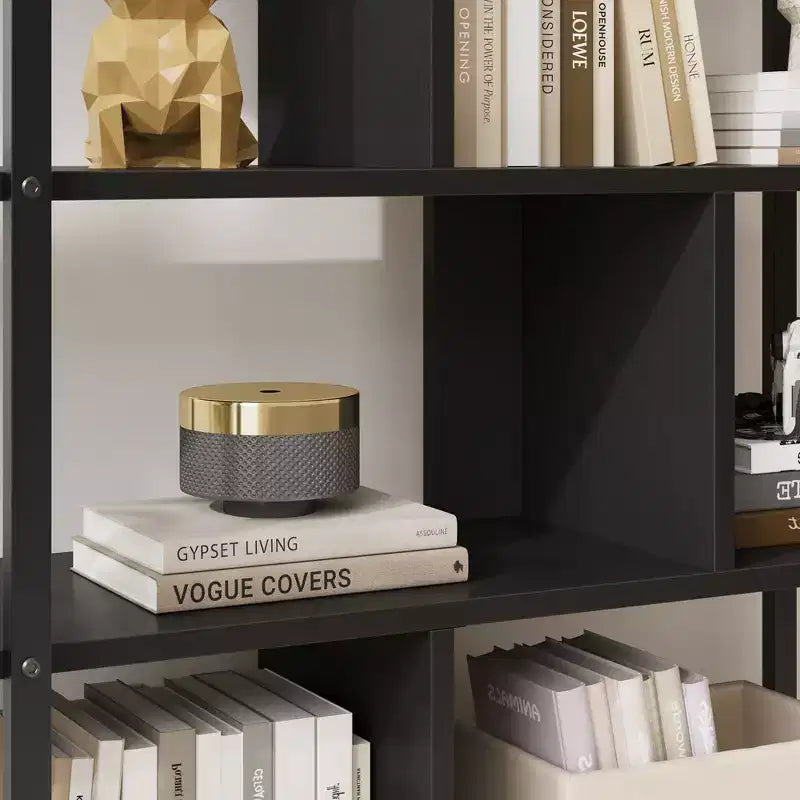 5-Tier Bookshelf with Storage Cabinet and Door, 71.1 Inch Tall, Metal Frame