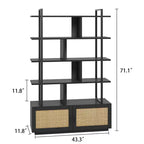 5-Tier Bookshelf with Storage Cabinet and Door, 71.1 Inch Tall, Metal Frame
