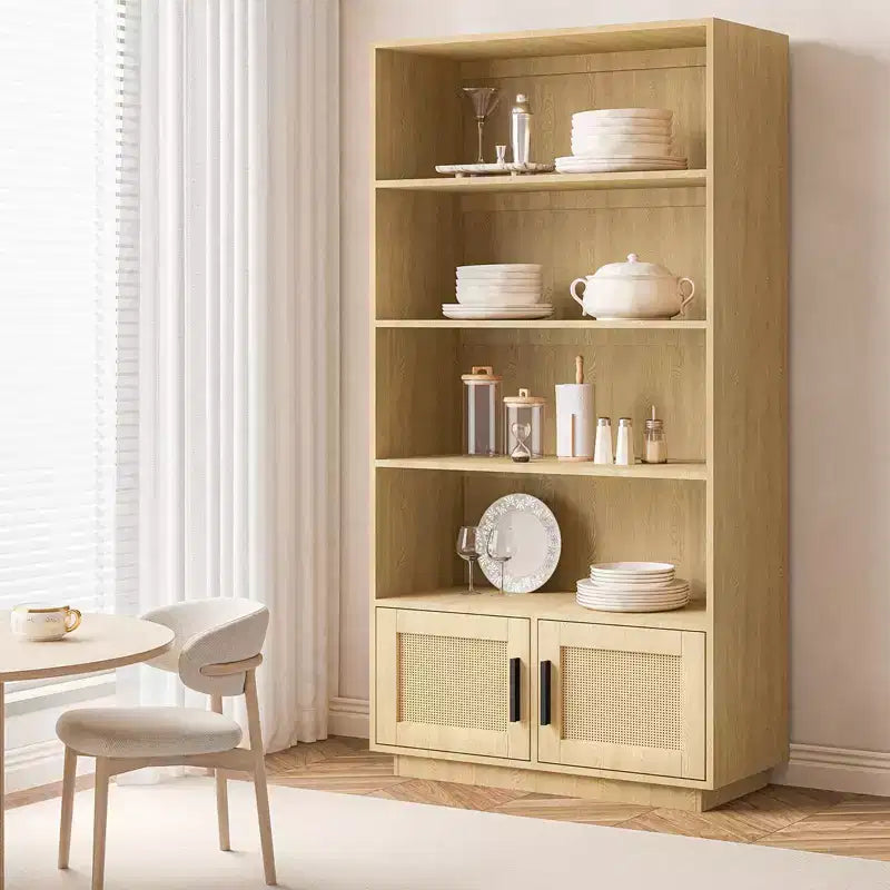 5-Tier Bookshelf with Storage Cabinet and Door, 71.1 Inch Tall, Metal Frame