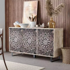 Mango Wood Buffet Server with 4 Shelves and 3 Doors