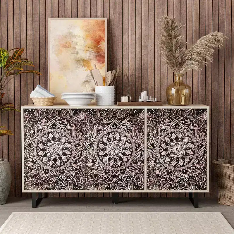 Mango Wood Buffet Server with 4 Shelves and 3 Doors