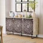 Mango Wood Buffet Server with 4 Shelves and 3 Doors