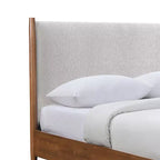 Mid-Century Modern Platform Bed with Boucle Headboard