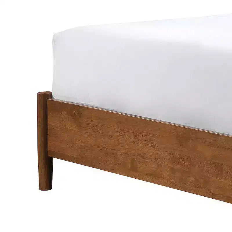 Mid-Century Modern Platform Bed with Boucle Headboard