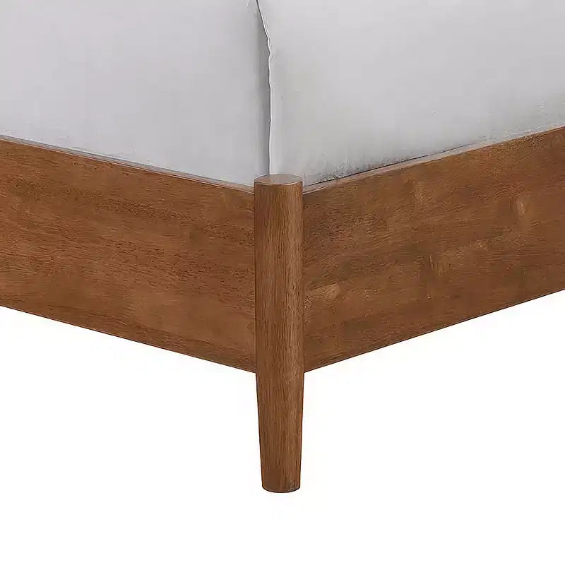 Mid-Century Modern Platform Bed with Boucle Headboard